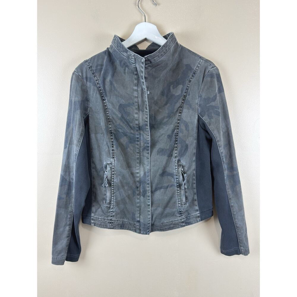 Anthropologie Marrakech Women’s Camo Moto Jacket Green Gray Zip Up Size M